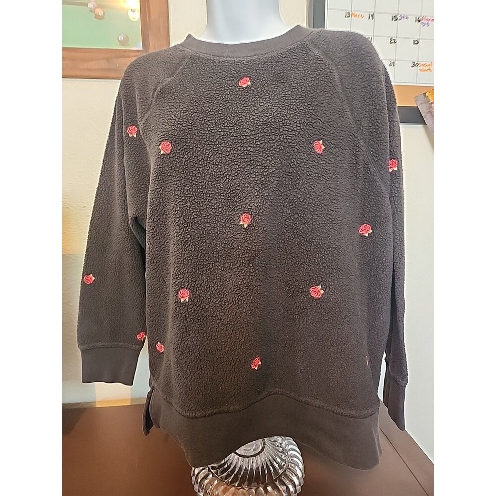 Pink Victoria Secret Black with Roses Sweater Size XS